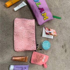 Pink Textured Makeup Bag